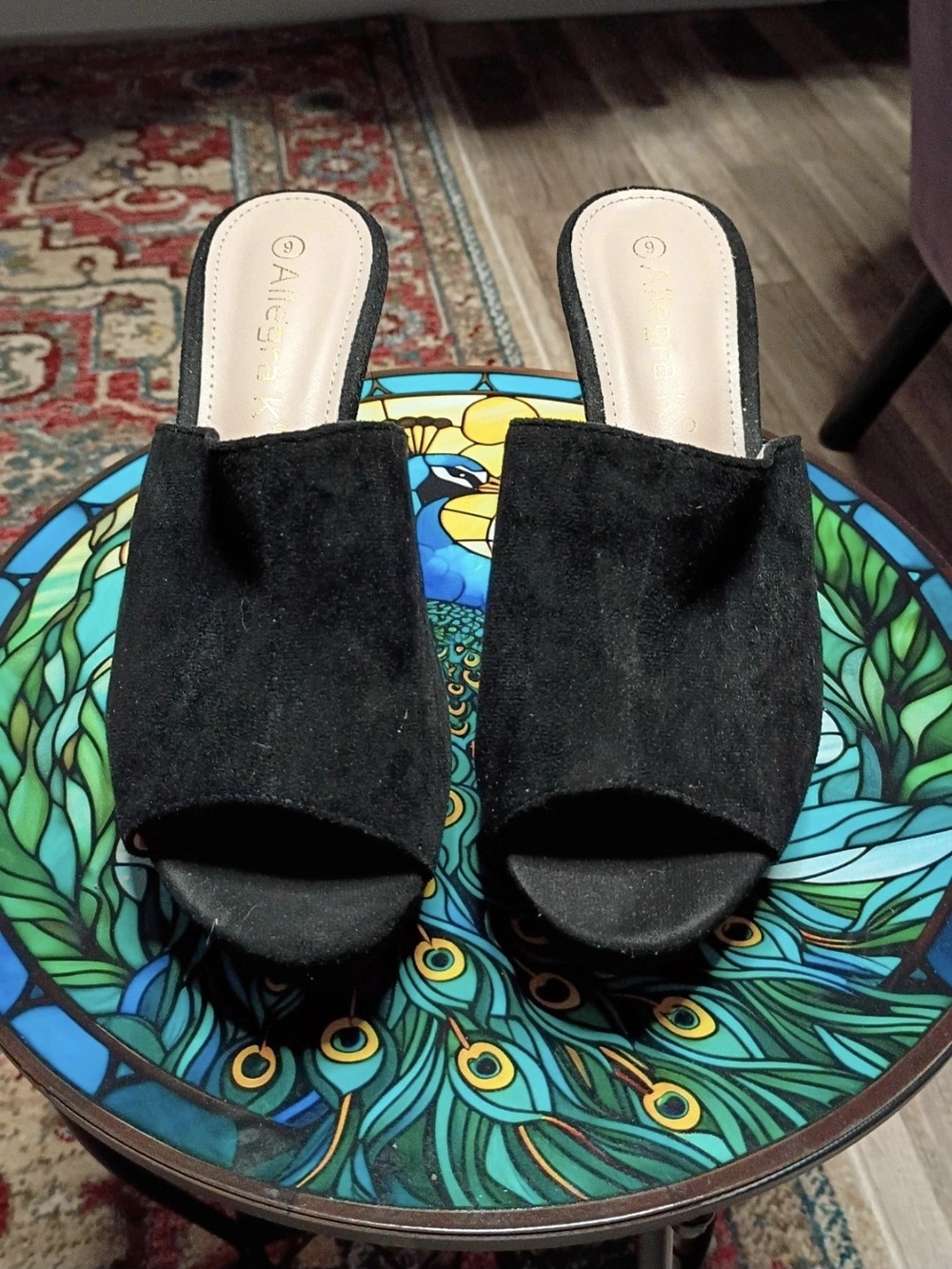 Black Suede Open-Toe Slide Heels - Women